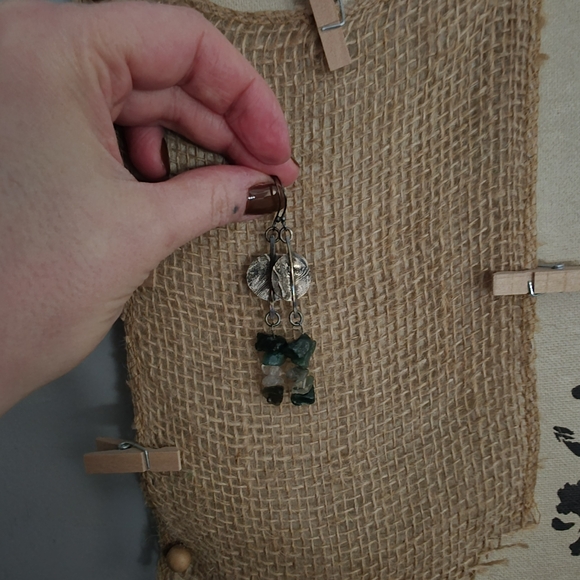 Handmade Jewelry - Silver and Green Dangle Earrings